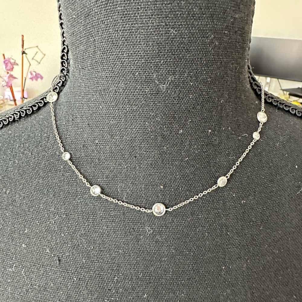Dainty Silver Necklace with Beaded Accents